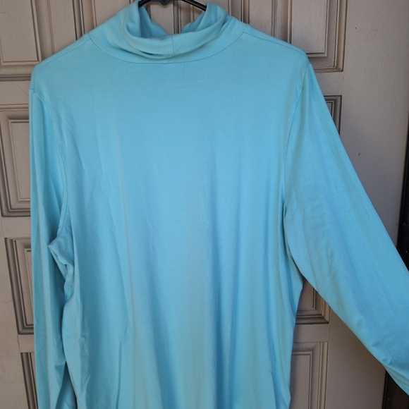 Susan Graver Turtle SzXL Aqua Super Soft Knit Long Sleeves - Picture 2 of 6